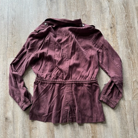 Francesca’s Trixxi Burgundy Zip Shoulder Tab Military Field Jacket - Picture 3 of 5